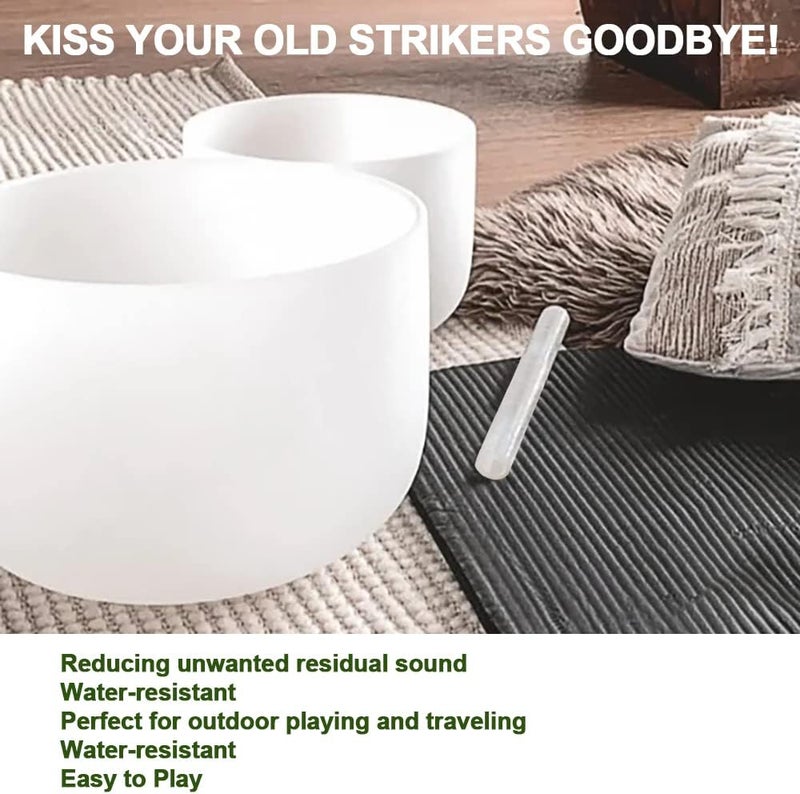 UPCEED Singing Bowl Mallet Clear Acrylic Silicone Rubber Striker Mallet for Playing Quartz Crystal Singing Bowl with Bundle Pocket(White) - Image 3